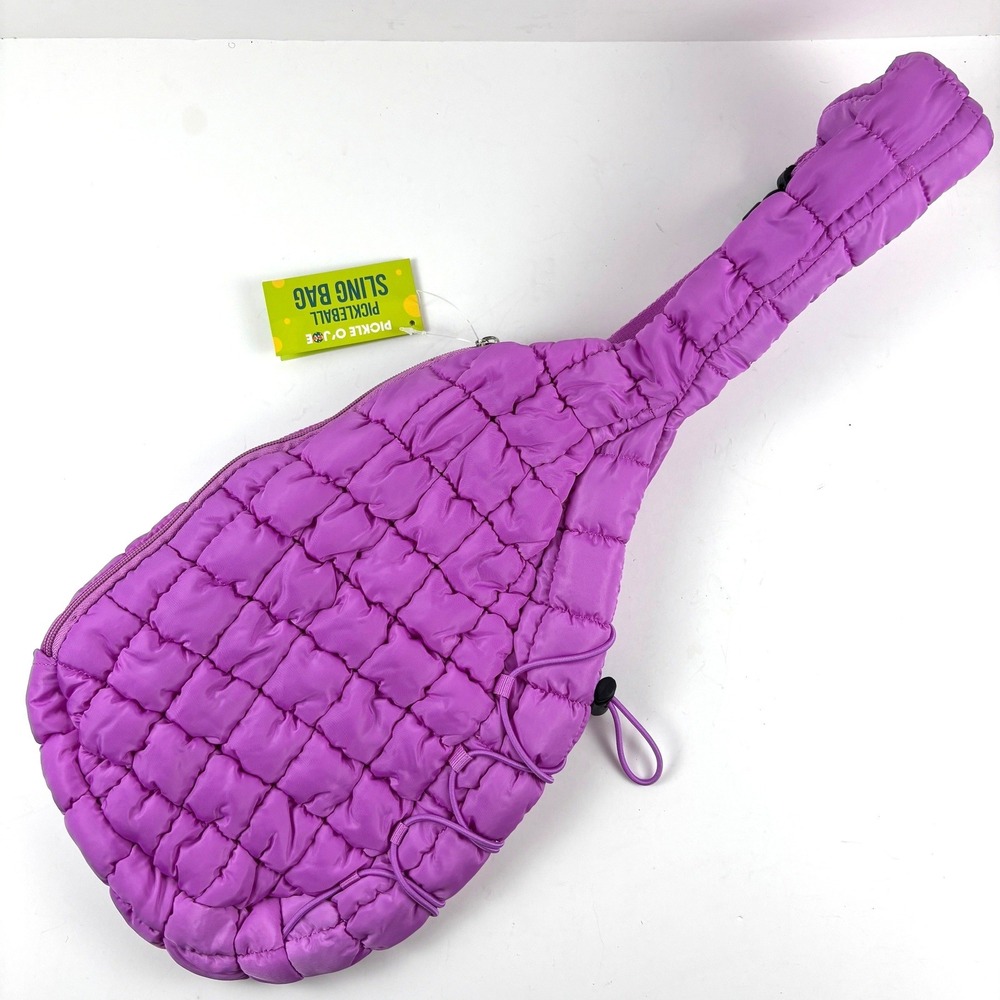 Pickle O' Joe Pickleball Sling‎ Bag Unisex OS Purple NEW Quilted Puffer Sporty